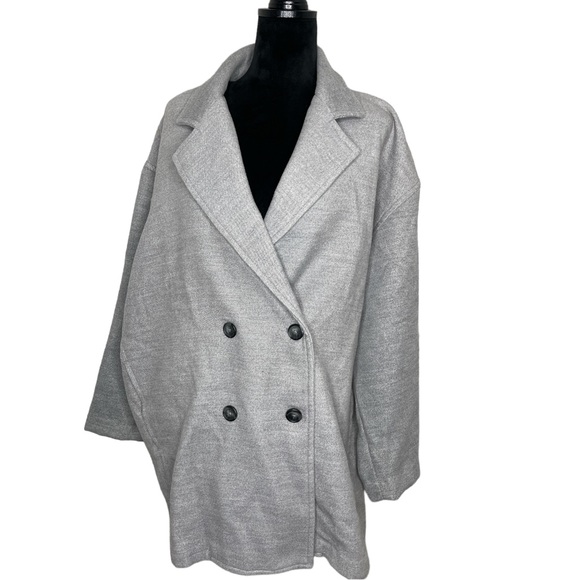 Free People Gray Double-Breasted Coat - Picture 3 of 15